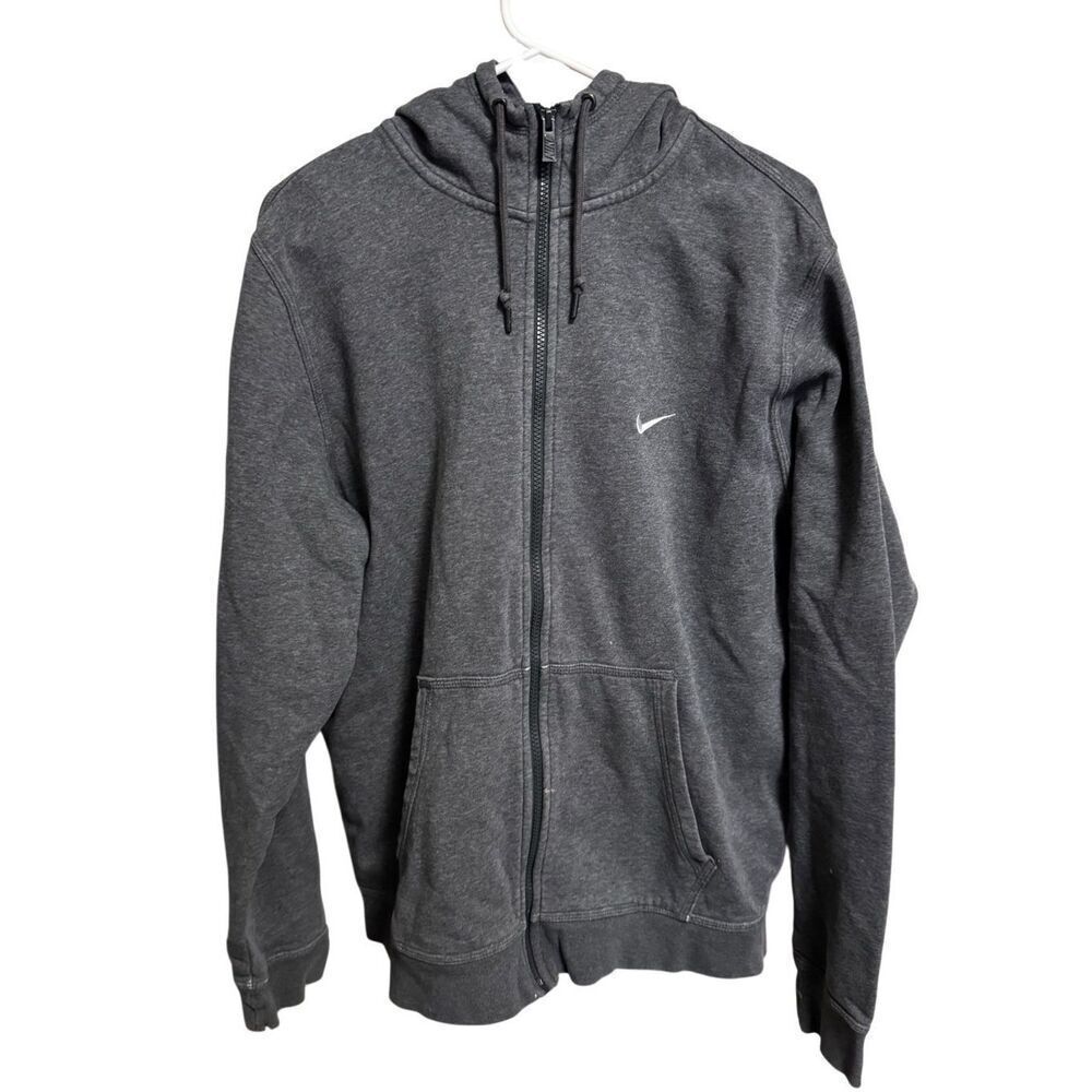 Vintage Nike Hoodie Sweatshirt Mens XL Grey Zip Solo Swoosh Essential Y2K